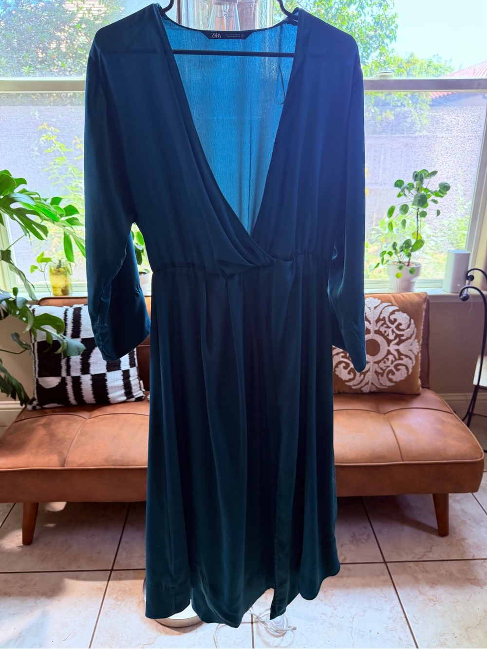Zara Teal V-Neck Wrap Dress
